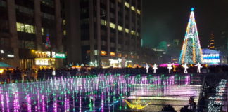 Christmas decorations at Cheonggyecheon stream in Seoul South Korea