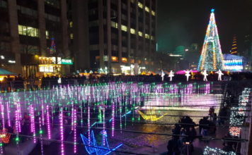 Christmas decorations at Cheonggyecheon stream in Seoul South Korea