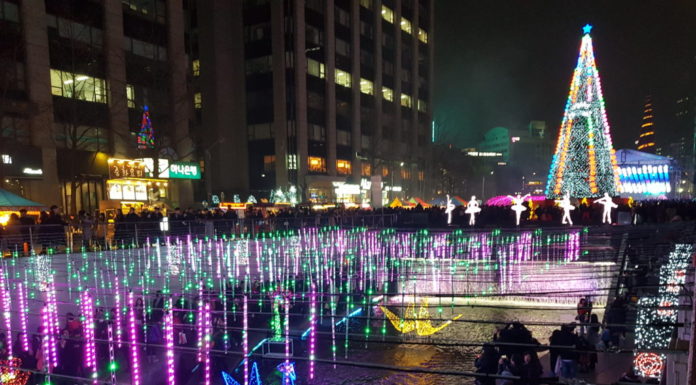 Christmas decorations at Cheonggyecheon stream in Seoul South Korea