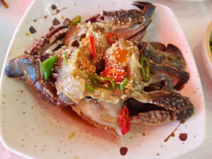 Raw crab dish at Naraebabsang in Dolsando, South Korea