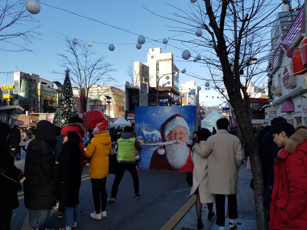Christmas market near Sinchon station in Seoul, South Korea