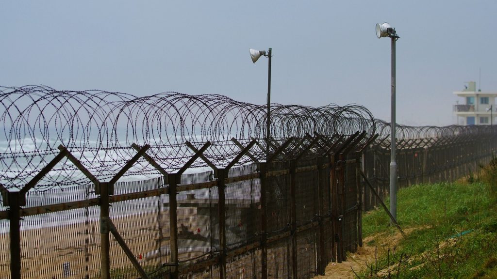 Barbed wire fence in South Korea