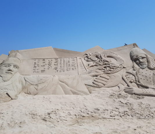 Sand sculpture at Haeundae beach in Busan, South Korea