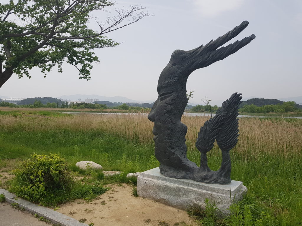 Sculpture in Gyeongpo park in Gangneung, South Korea