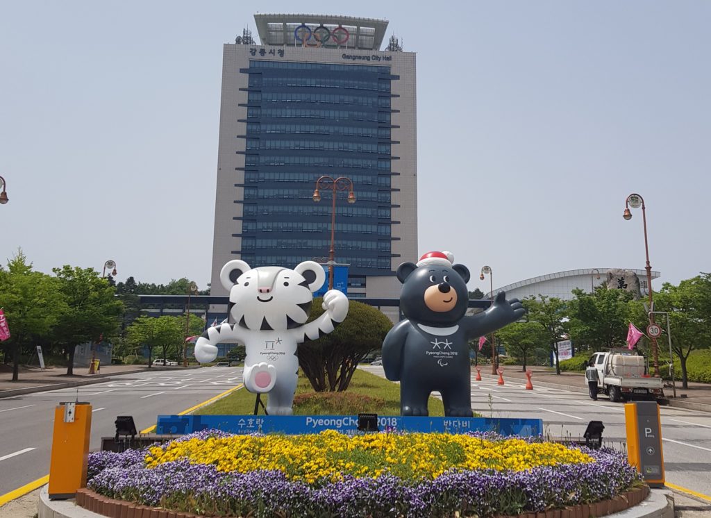 Mascots for the winter Olympics of 2018 in Gangneung, South Korea
