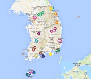South Korea Travel Itinerary - Highlights map