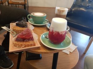 Tea, coffee and cake at Snowing cafe in Jeonju, South Korea