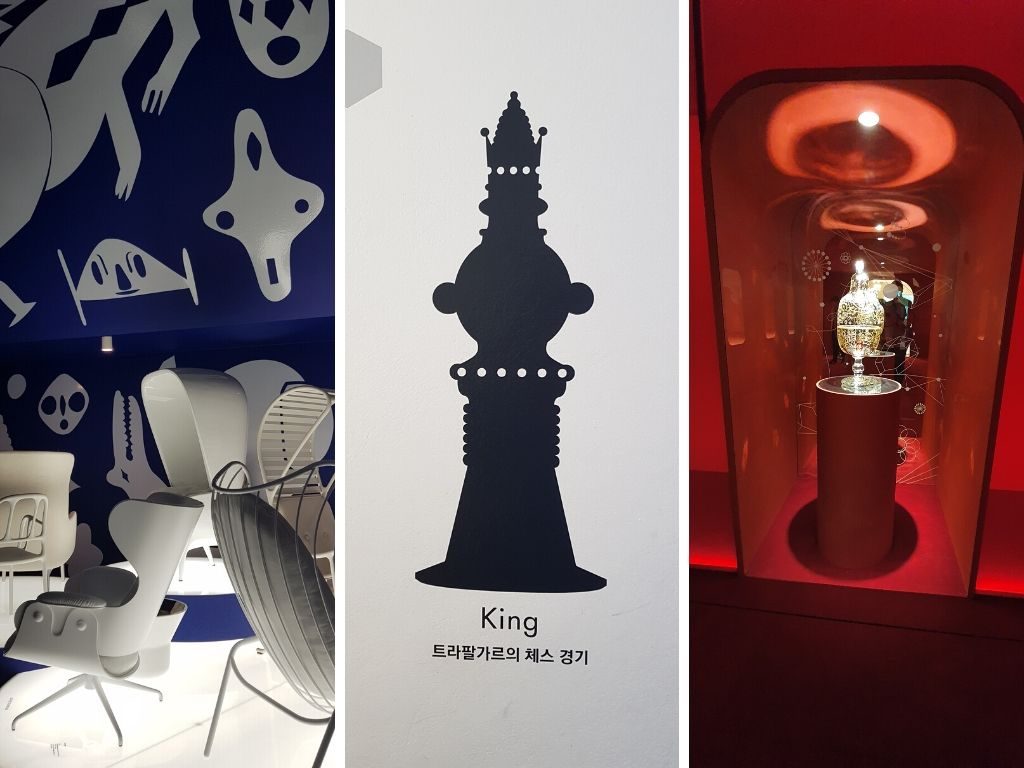 Daelim Museum in Seoul: blue room, king and red room at at the Serious Fun Exhibition