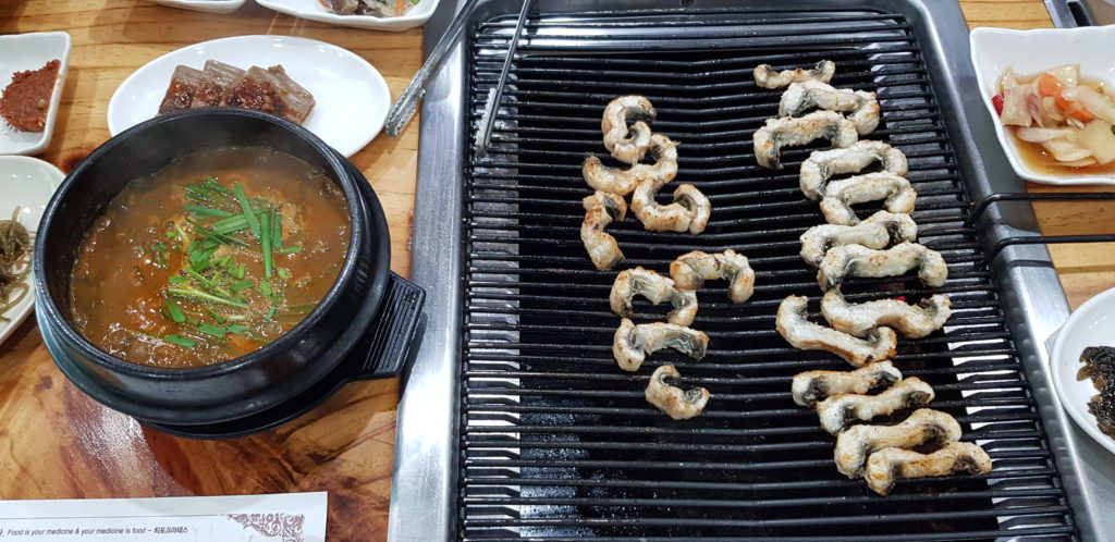 Mudfish soup and grilled eel at Jeungdo Island in South Korea