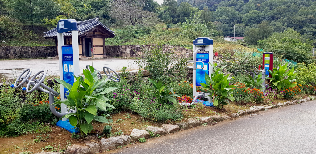 Outdoor exercise machines in Mungyeong, South Korea