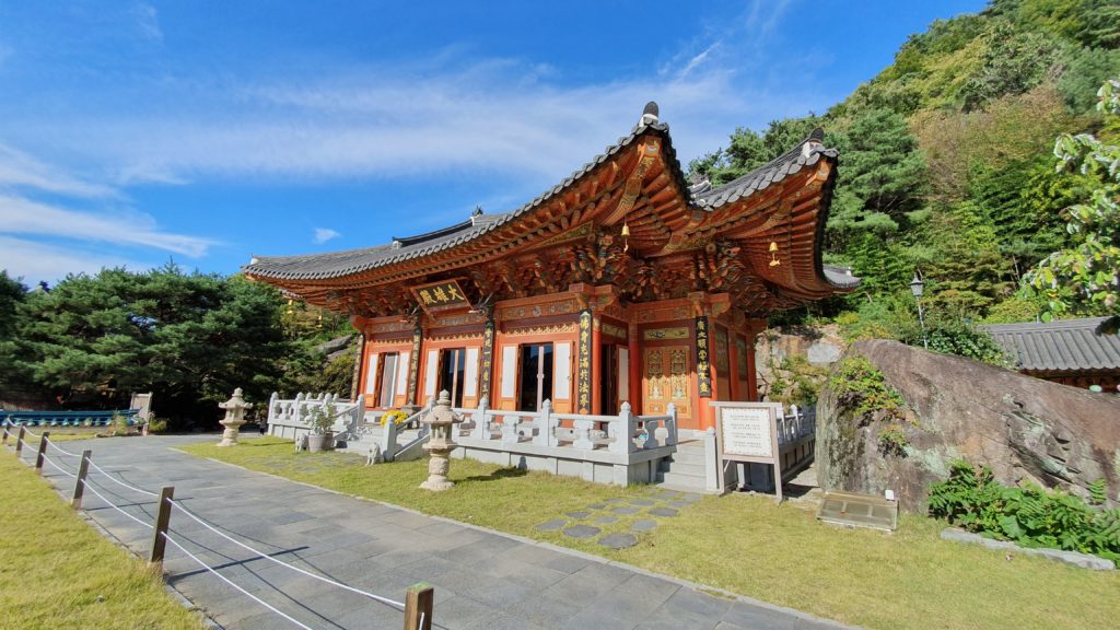 Main hall of Seoamjeongsa Temple in Jirisan National Park, South Korea