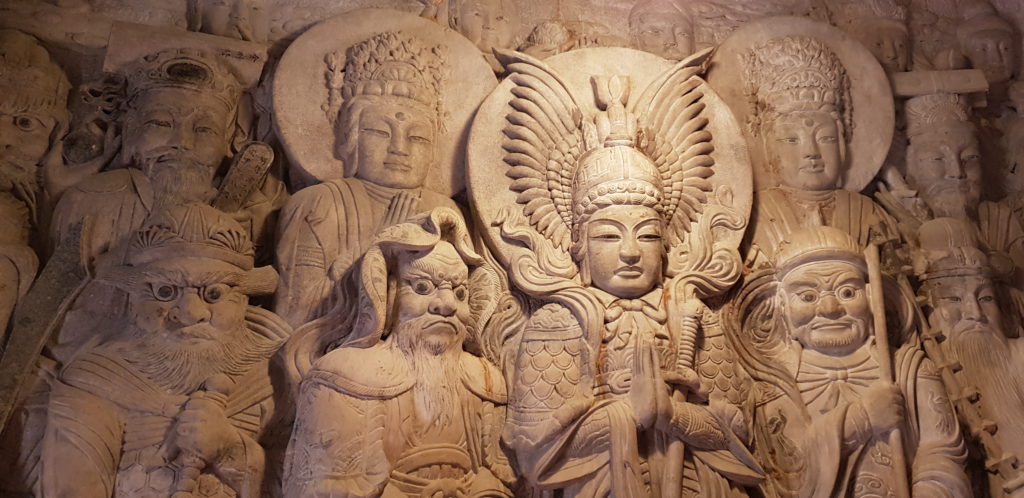 Rock-carvings in the cave of Seoamjeongsa Temple in Jirisan National Park, South Korea