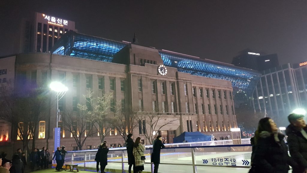Ice Skating Rink in front of City Hall in Seoul, South Korea