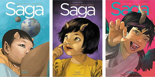 Saga comics by Brian K Vaughan