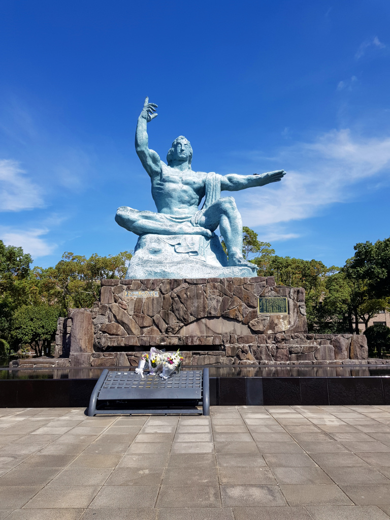 Statue at the Peace Park in Nagasaki on Kyushu Island in Japan