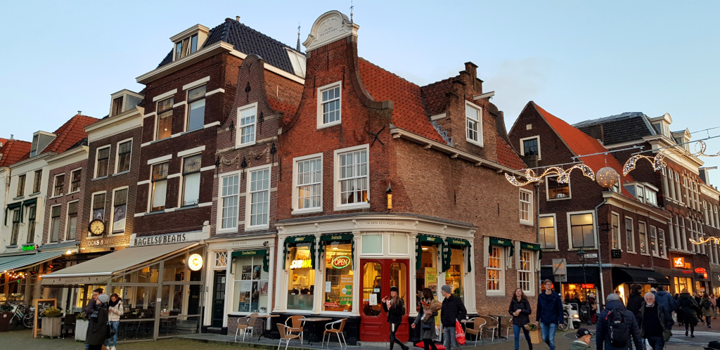 Historical buildings in the city center of Delft, the Netherlands