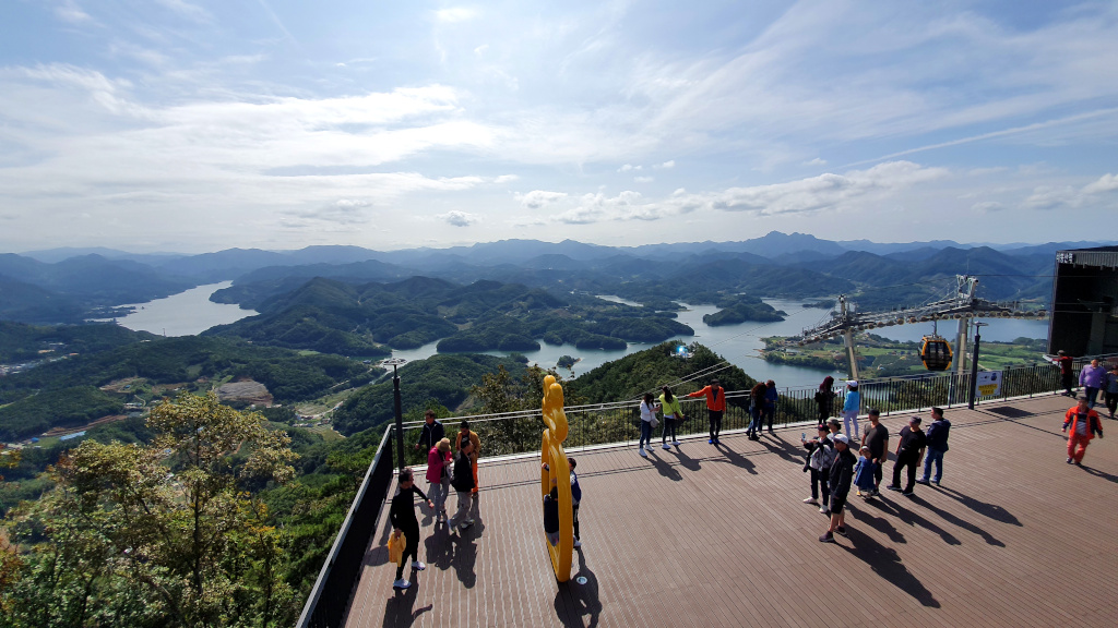 Observation deck of Cheongpung Lake Cable Car in Jecheon, South Korea