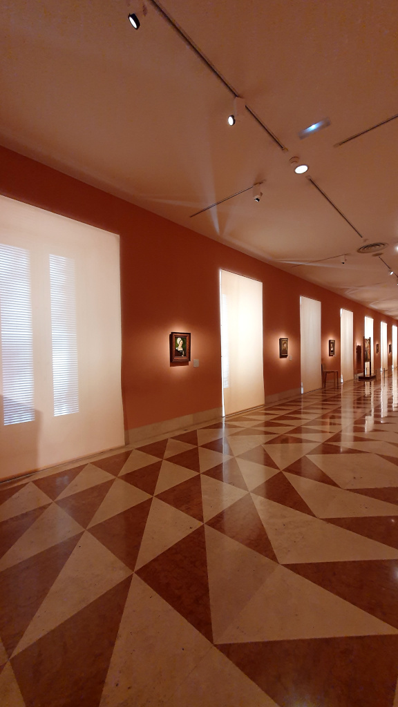 Checkered floor at Museo Thyssen-Bornemisza in Madrid, Spain