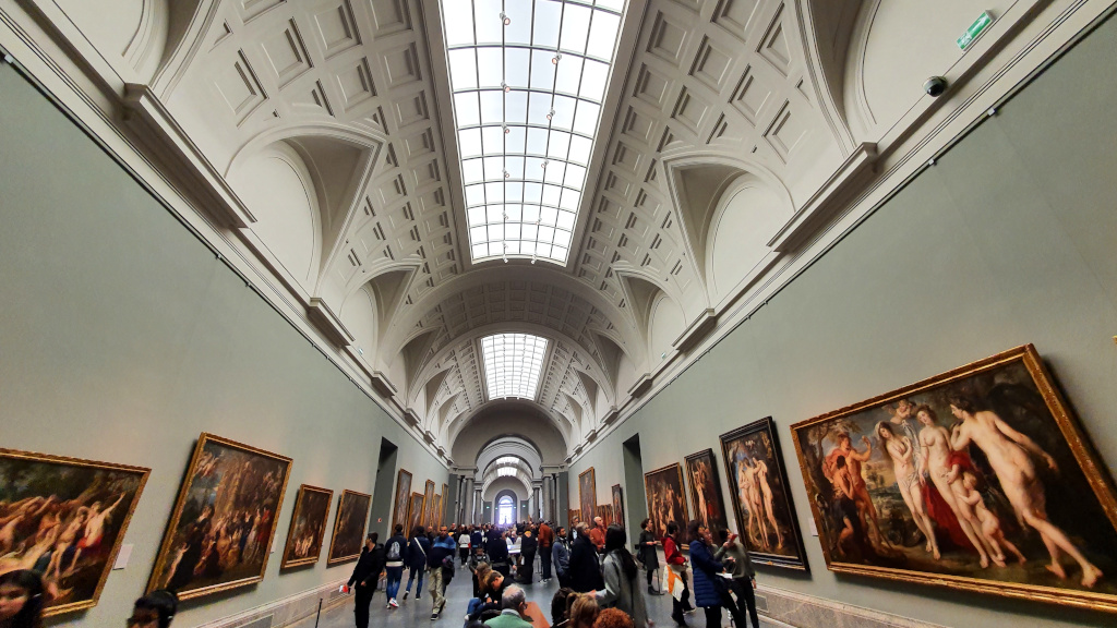 Hallway with art at Museo del Prado in Madrid, Spain