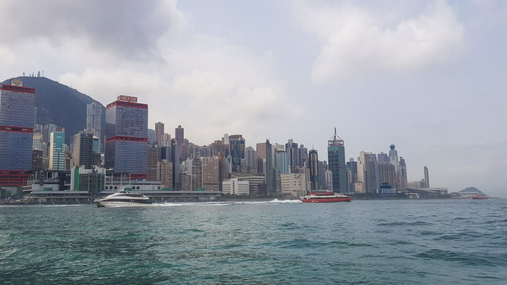 Cheung Chau - Ferry view of Hong Kong skyline