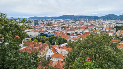 View from Schlossberg Castle in Graz, Austria
